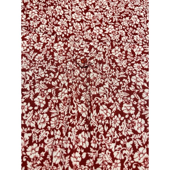 Market & Spruce Shirt Womens Large Floral Button Blouse Maroon White 3/4 Sleeve - Picture 6 of 16
